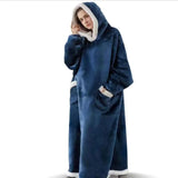 Teddy Fleece Thermal Oversized Hoodie Blanket with Sleeves Wearable Soft Throw