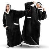 Teddy Fleece Thermal Oversized Hoodie Blanket with Sleeves Wearable Soft Throw