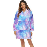 Adult Hoodie Blanket Oversized Super Soft Wearable Flannel Hooded Sweatshirt