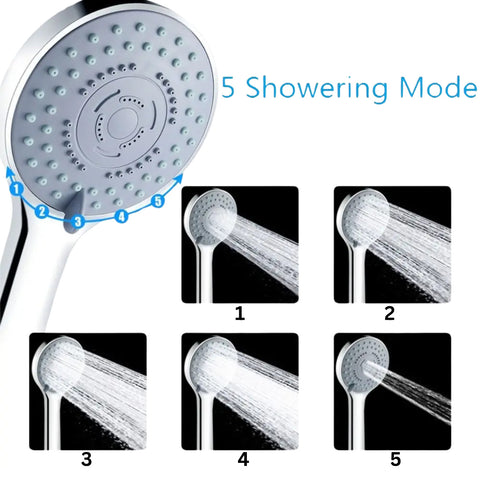 5 Modes Bathroom Shower Head High Pressure Plastic Handset Heads Water Saving
