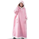 Teddy Fleece Thermal Oversized Hoodie Blanket with Sleeves Wearable Soft Throw