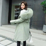 Fleece Parka Hooded Jacket for Women's Ladies Winter Warm Green Overcoat Casual