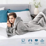 Teddy Fleece Thermal Oversized Hoodie Blanket with Sleeves Wearable Soft Throw