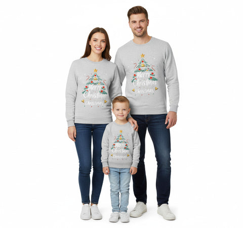 Merry Christmas Xmas Jumper Long Sleeve Round Neck Matching Family Sweatshirts
