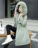 Fleece Parka Hooded Jacket for Women's Ladies Winter Warm Green Overcoat Casual