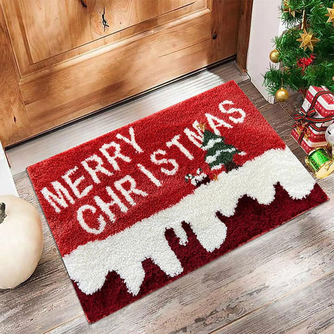 Merry Christmas Door Mat Indoor & Outdoor Entrance Xmas Carpet Floor Rugs Santa