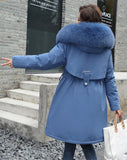 Women's Ladies Fleece Parka Hooded Jacket Winter Warm Casual Blue Overcoat 8-20