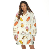 Adult Hoodie Blanket Oversized Super Soft Wearable Flannel Hooded Sweatshirt