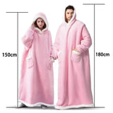 Teddy Fleece Thermal Oversized Hoodie Blanket with Sleeves Wearable Soft Throw