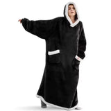 Teddy Fleece Thermal Oversized Hoodie Blanket with Sleeves Wearable Soft Throw